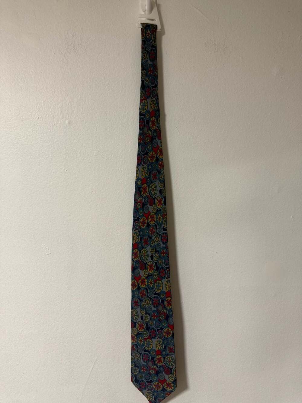 Principe Silk Necktie Blue Red Yellow Floral Pattern